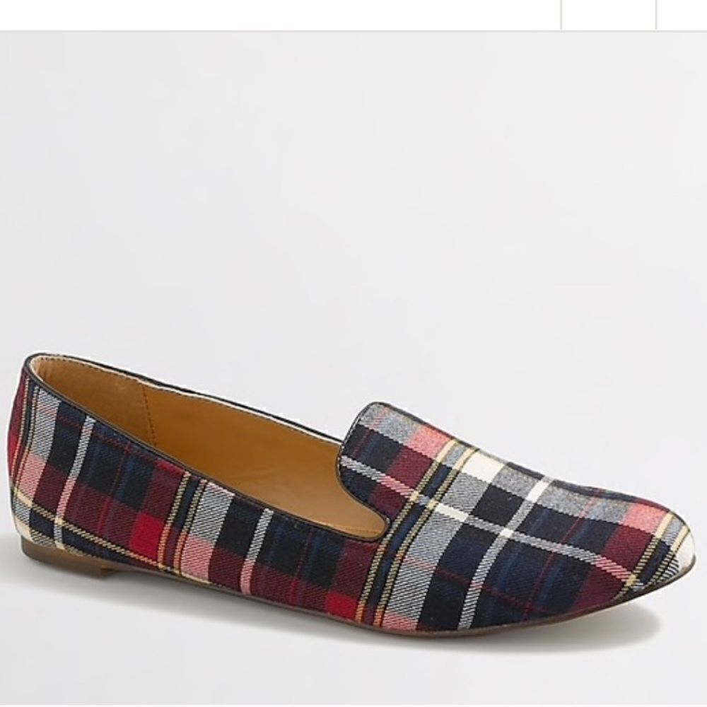 J.Crew Addie Smoke Smoking Loafers in Plaid Tartan
